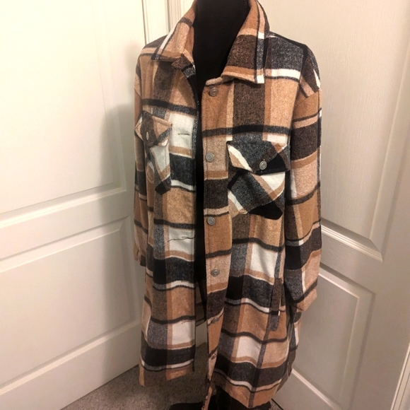 Brown Plaid Shacket - Picture 2 of 5